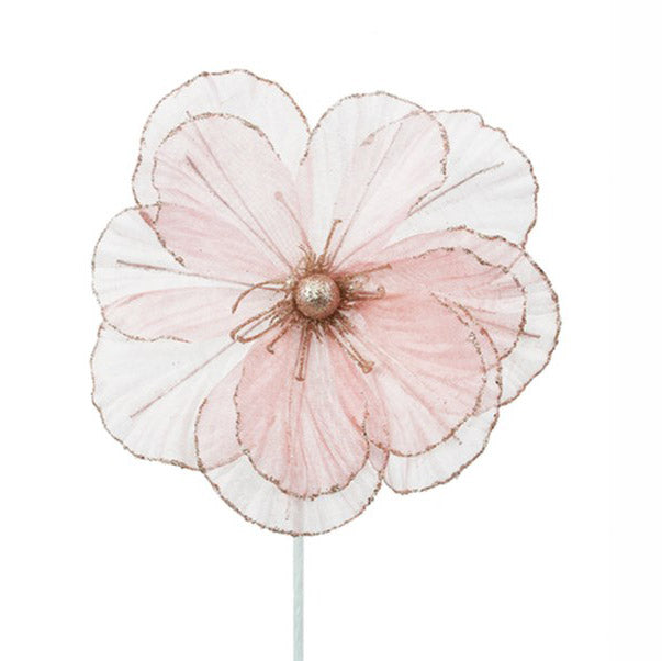 Pink Organza Magnolia Medium Flower Stem - 50cm(L)