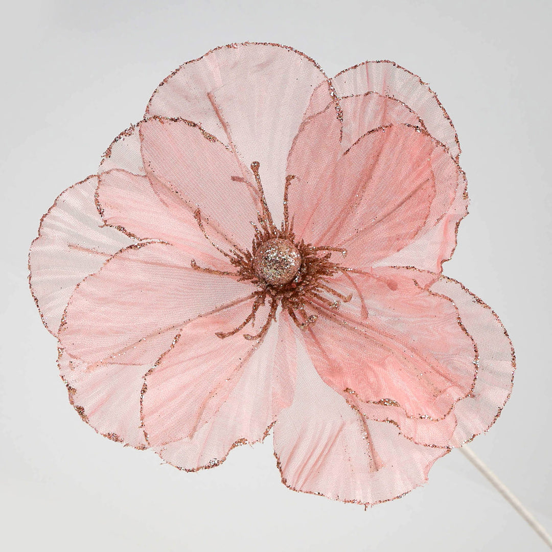 Pink Organza Magnolia Medium Flower Stem - 50cm(L)