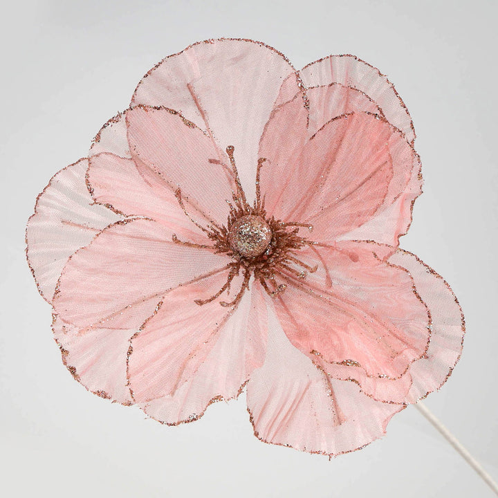 Pink Organza Magnolia Medium Flower Stem - 50cm(L)