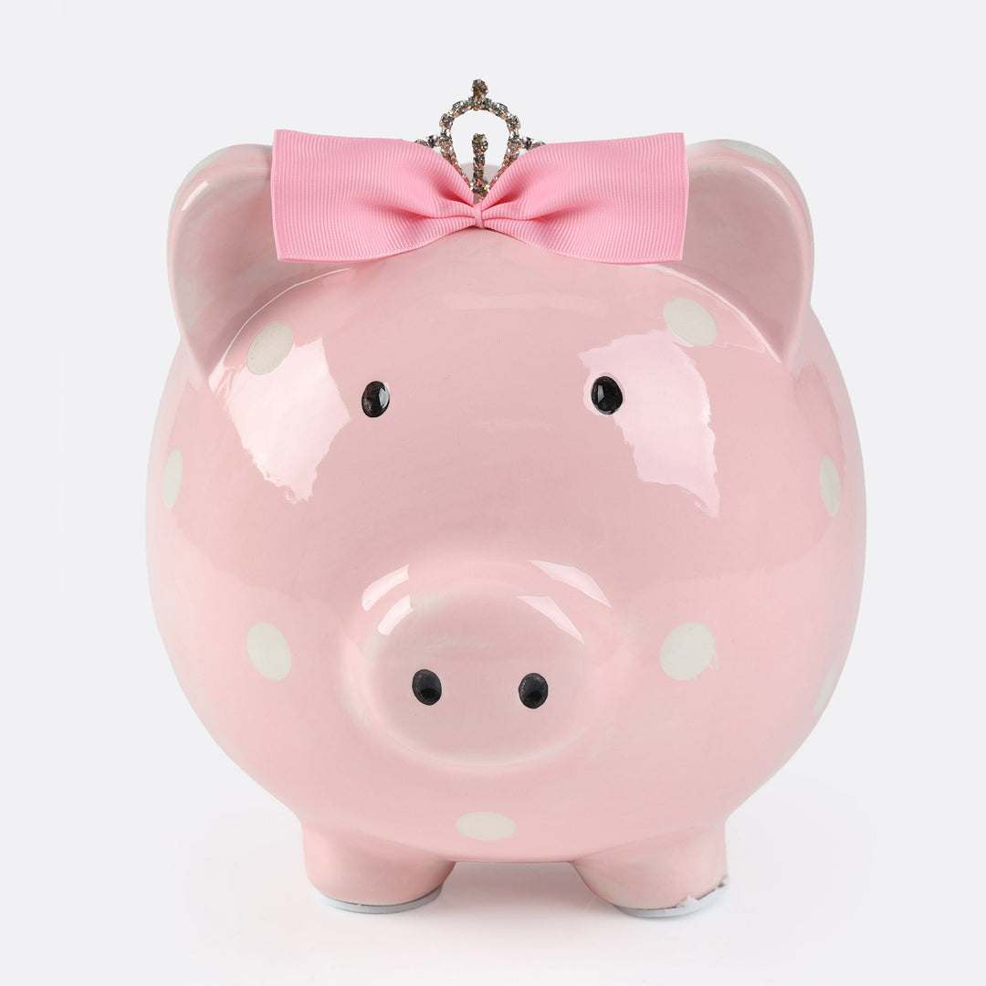 Pink Princess Polka Dot Piggy Bank