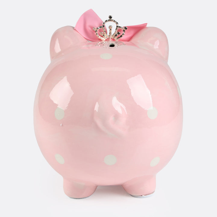 Pink Princess Polka Dot Piggy Bank
