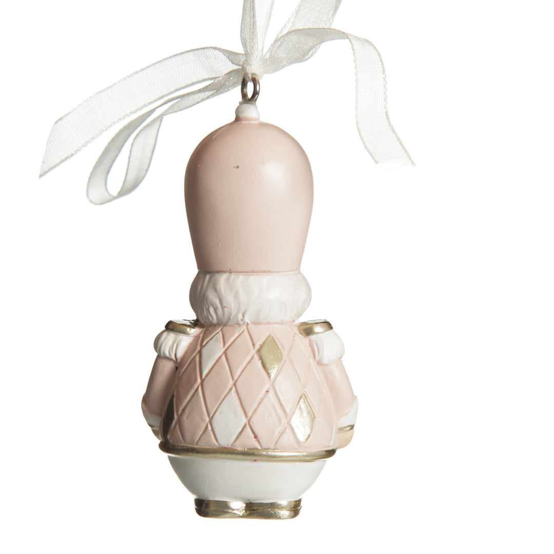 Adorable Pink Rocking Horse and Nutcracker Christmas Decoration - Set of 2