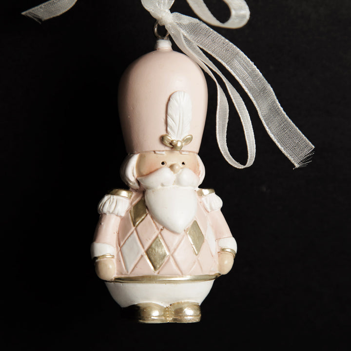 Adorable Pink Rocking Horse and Nutcracker Christmas Decoration - Set of 2