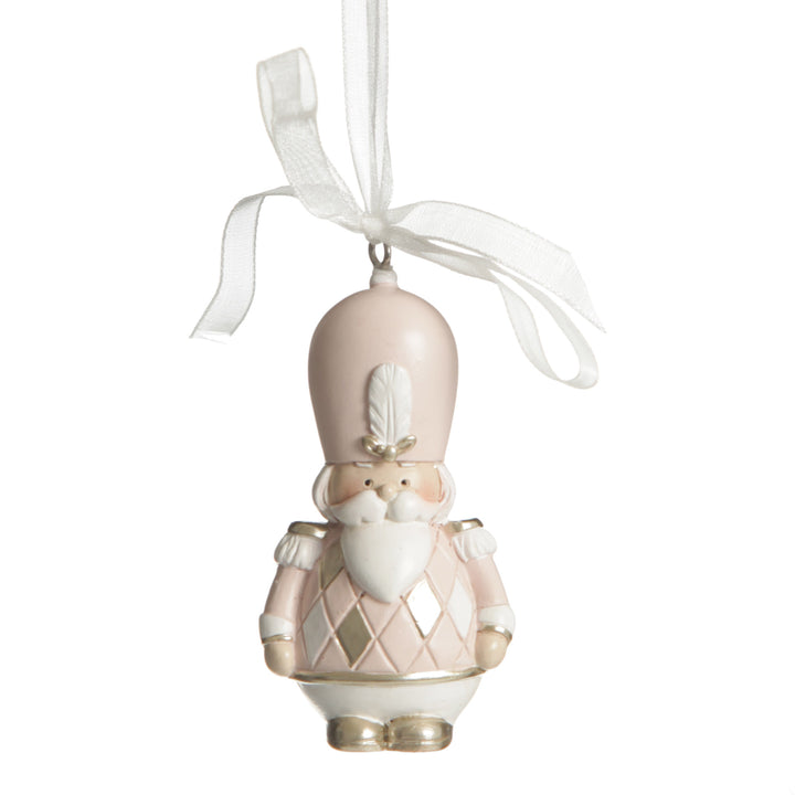 Adorable Pink Rocking Horse and Nutcracker Christmas Decoration - Set of 2