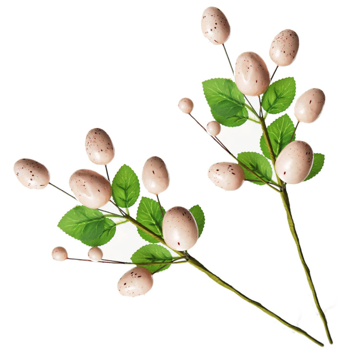 Speckled Egg and Foliage Pick - Set of 2