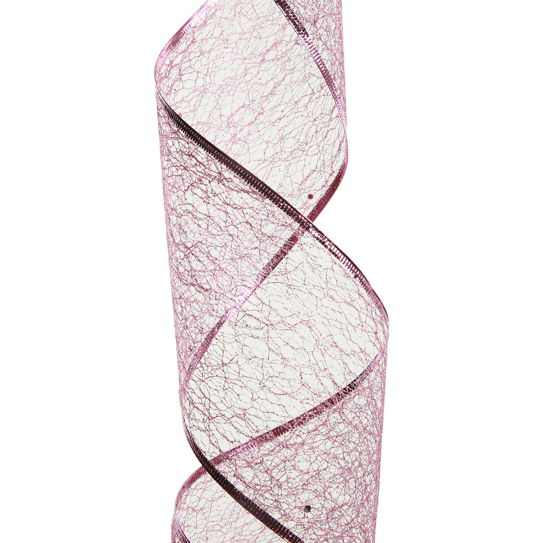Pink Spider Mesh Wired Christmas Ribbon Garland