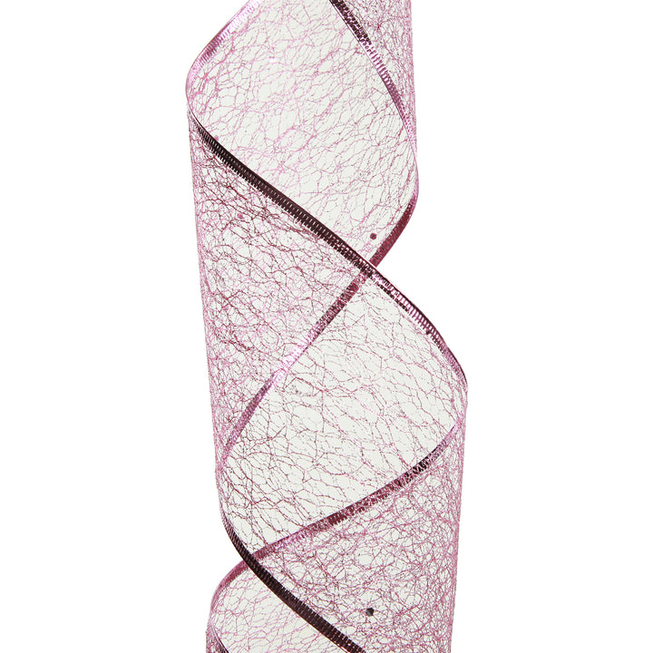 Pink Spider Mesh Wired Christmas Ribbon Garland