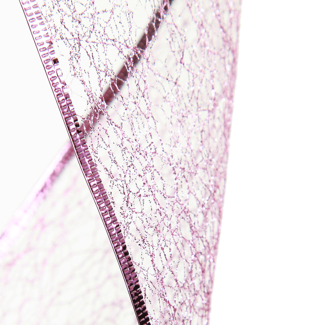 Pink Spider Mesh Wired Christmas Ribbon Garland