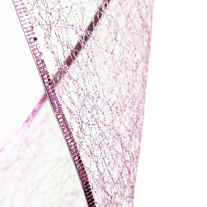 Pink Spider Mesh Wired Christmas Ribbon Garland