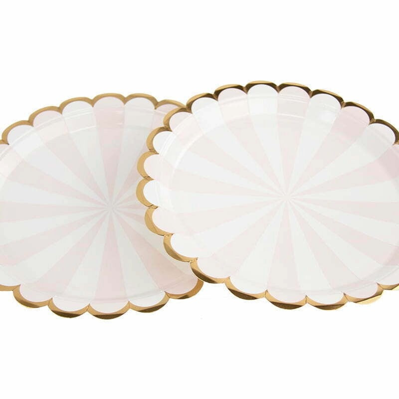 Pink Striped Foil Paper Plates - 8 pack
