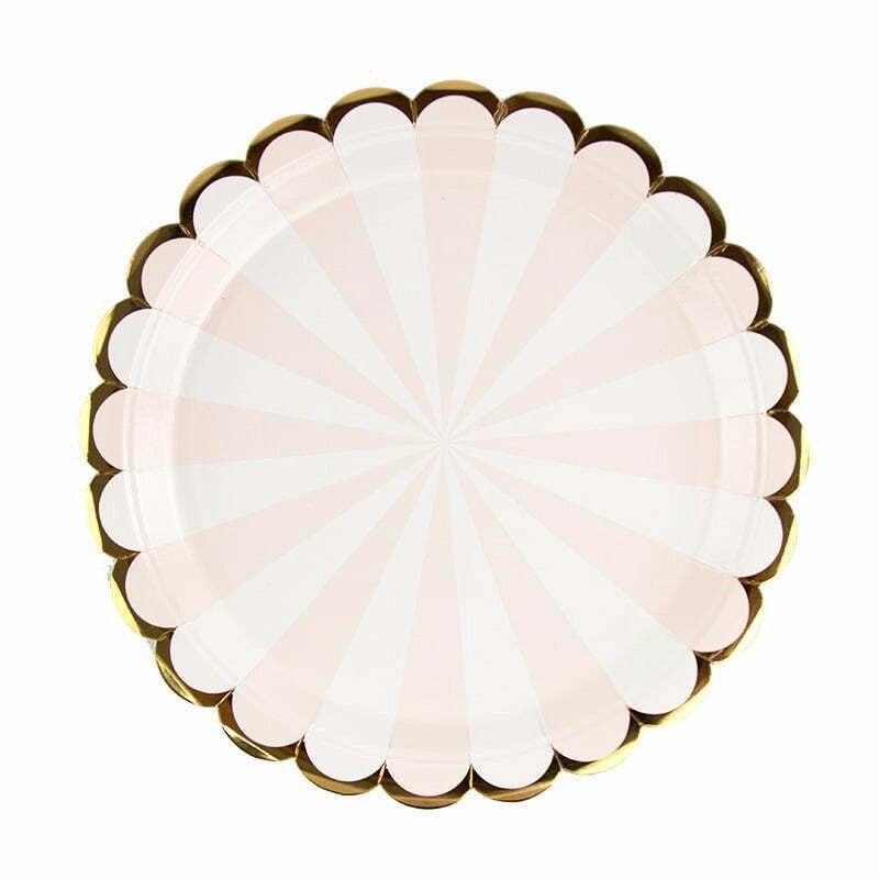Pink Striped Foil Paper Plates - 8 pack