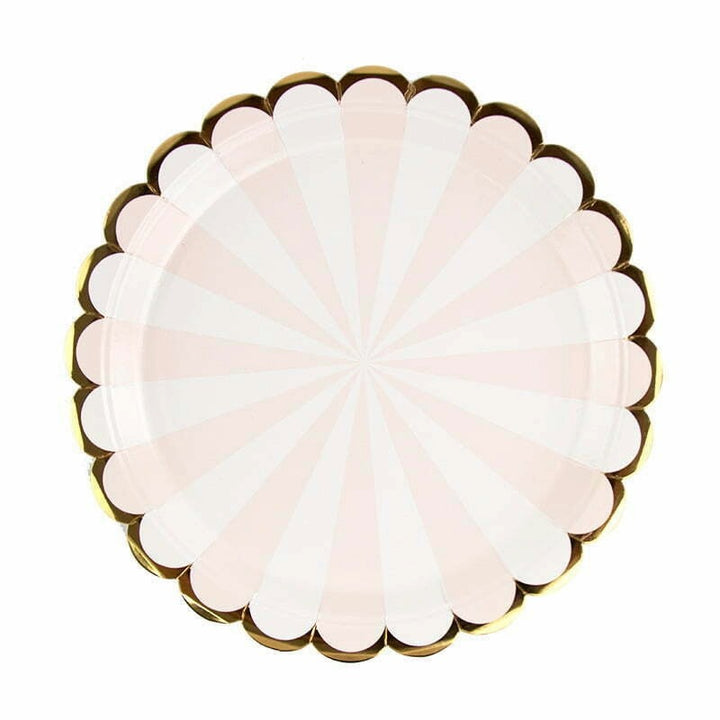Pink Striped Foil Paper Plates - 8 pack