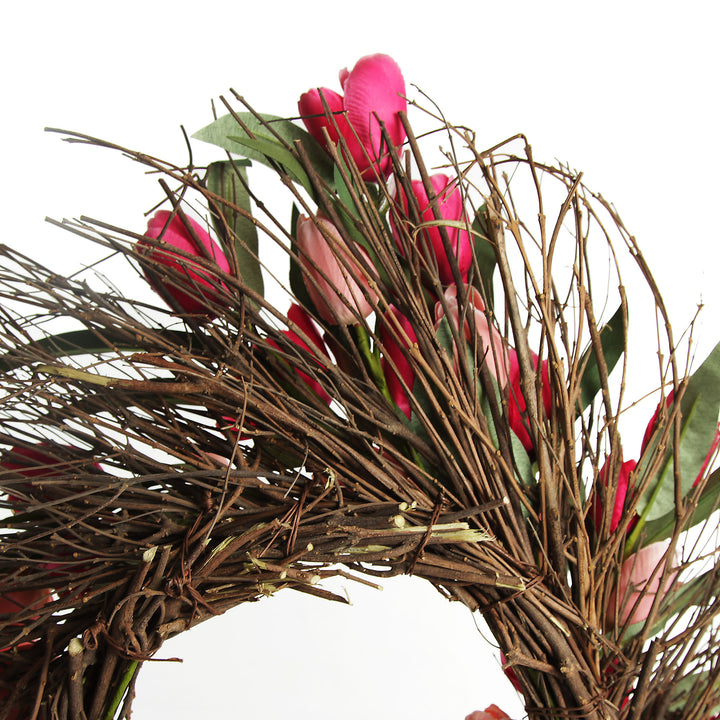 Pink Tulip &amp; Eucalyptus Wreath