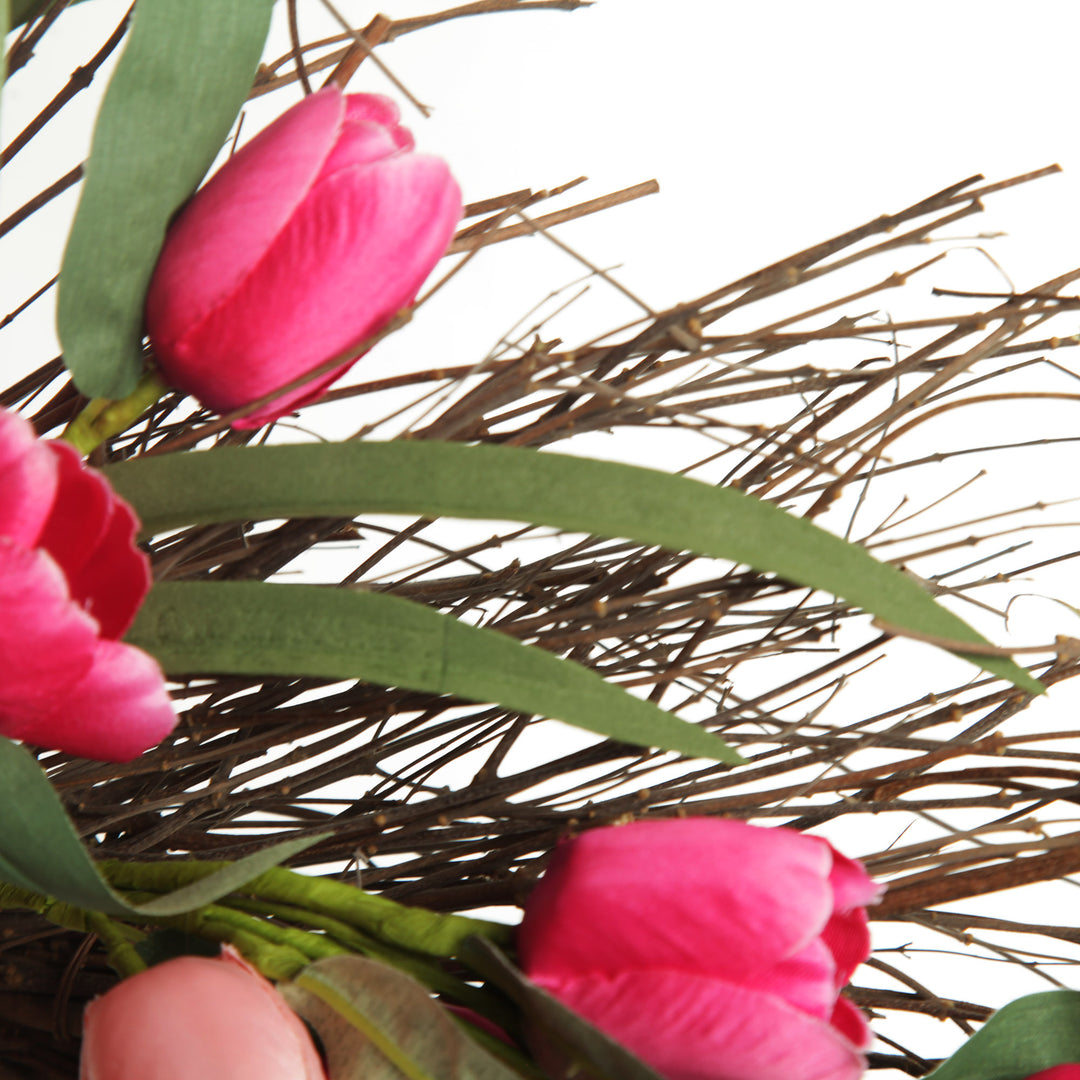 Pink Tulip &amp; Eucalyptus Wreath