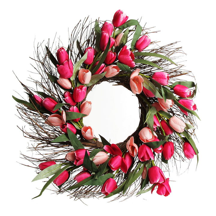 Pink Tulip &amp; Eucalyptus Wreath