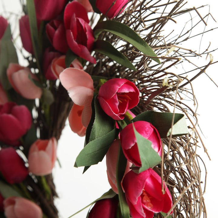 Pink Tulip &amp; Eucalyptus Wreath