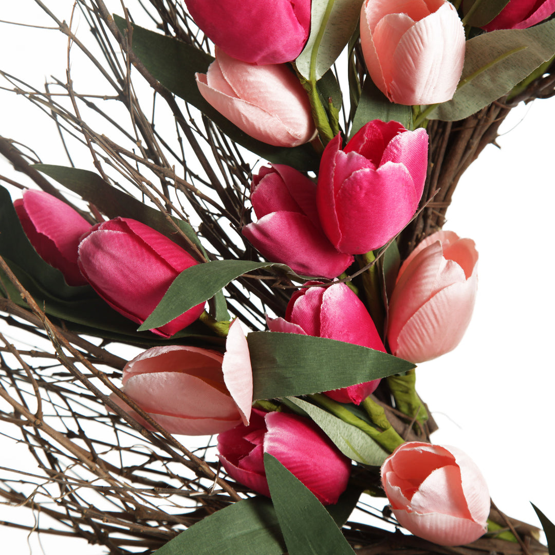 Pink Tulip &amp; Eucalyptus Wreath