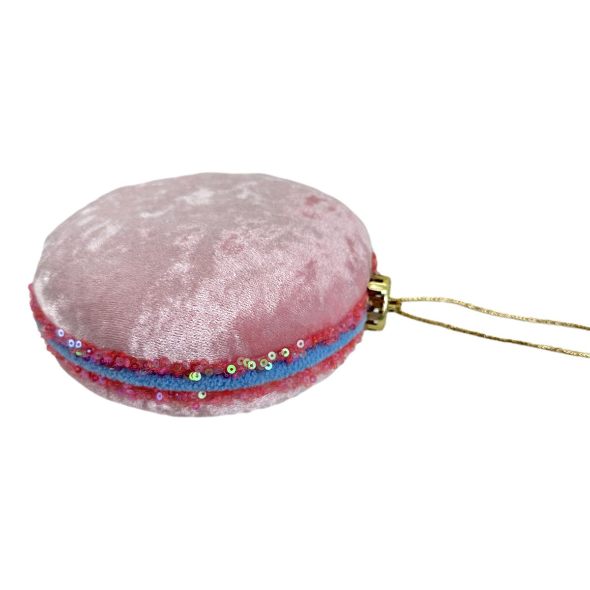 Pink Velour Macaron Hanging Christmas Tree Decoration