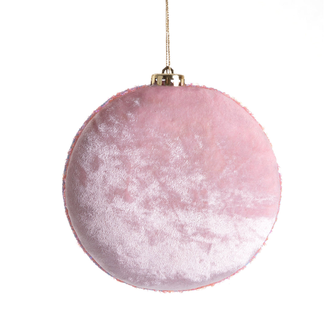 Pink Velour Macaron Hanging Christmas Tree Decoration