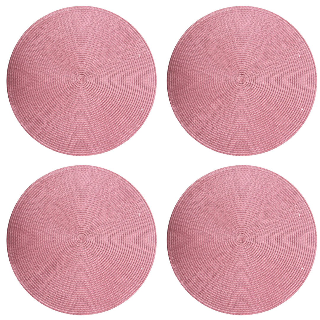 Pink Woven Round Placemat - Set of 4