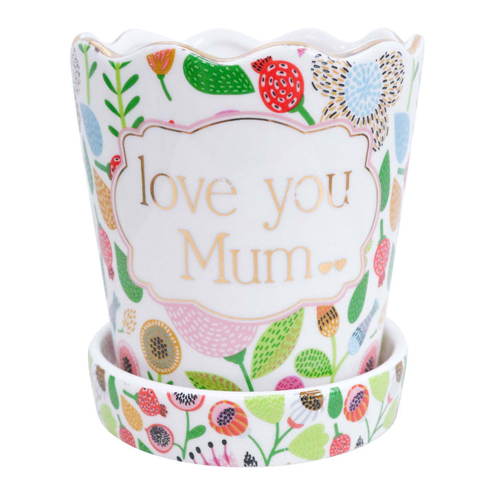 Love you Mum - Bright Floral Planter 13cm(h)