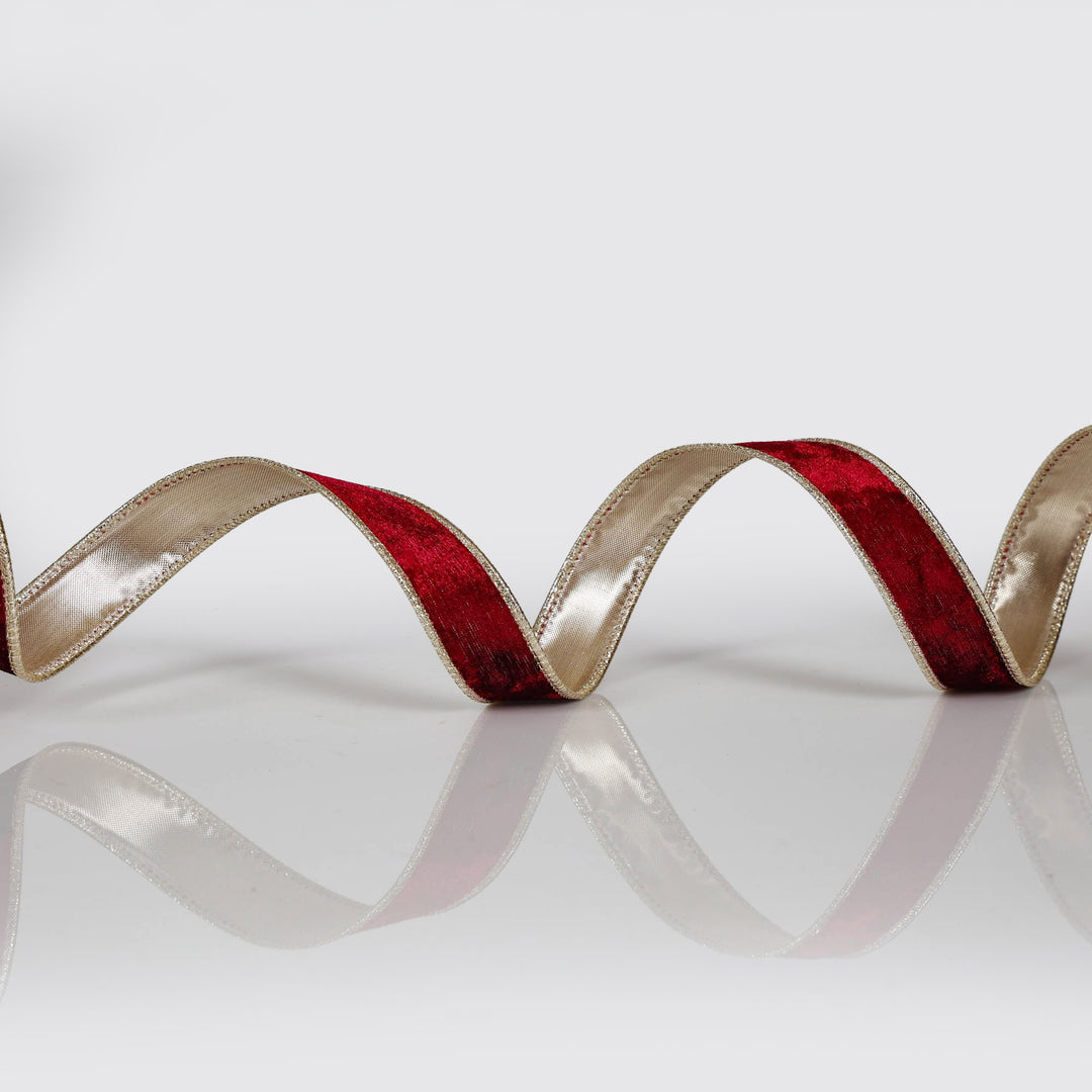 Plush Burgundy Velvet Wired Edge Ribbon - 2.5cm x 5m