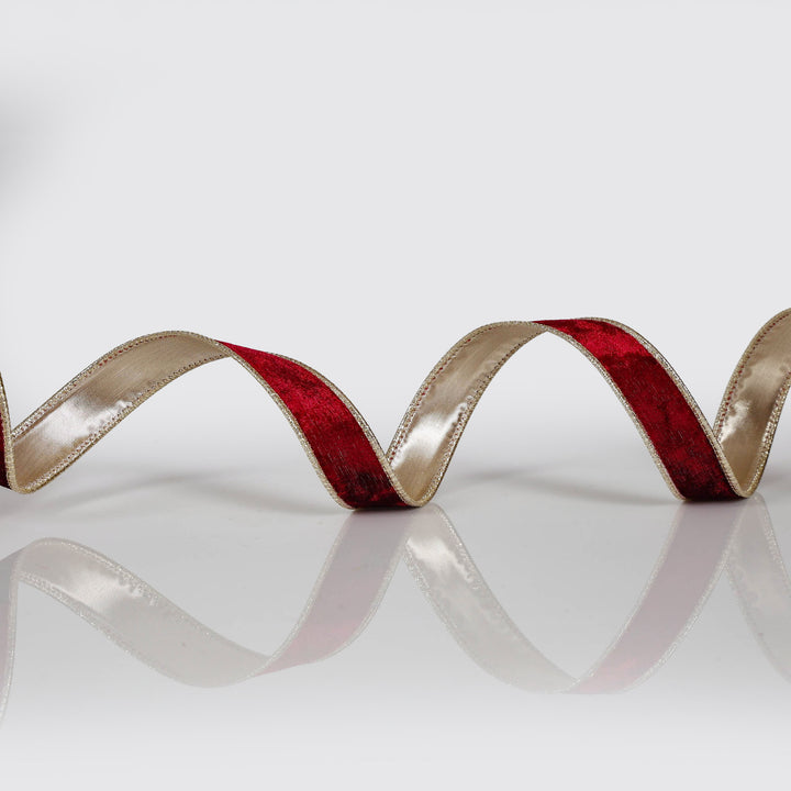 Plush Burgundy Velvet Wired Edge Ribbon - 2.5cm x 5m