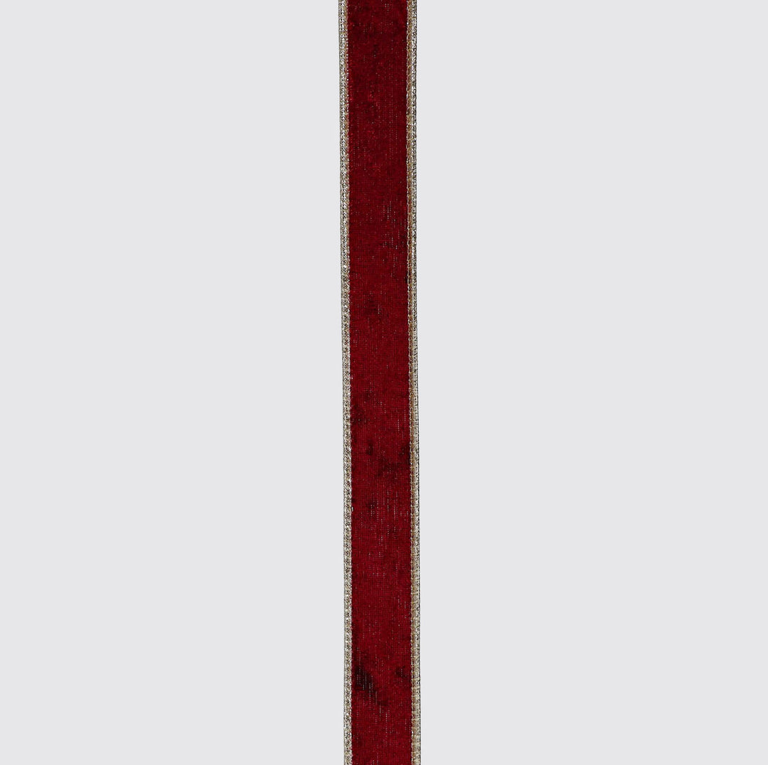 Plush Burgundy Velvet Wired Edge Ribbon - 2.5cm x 5m