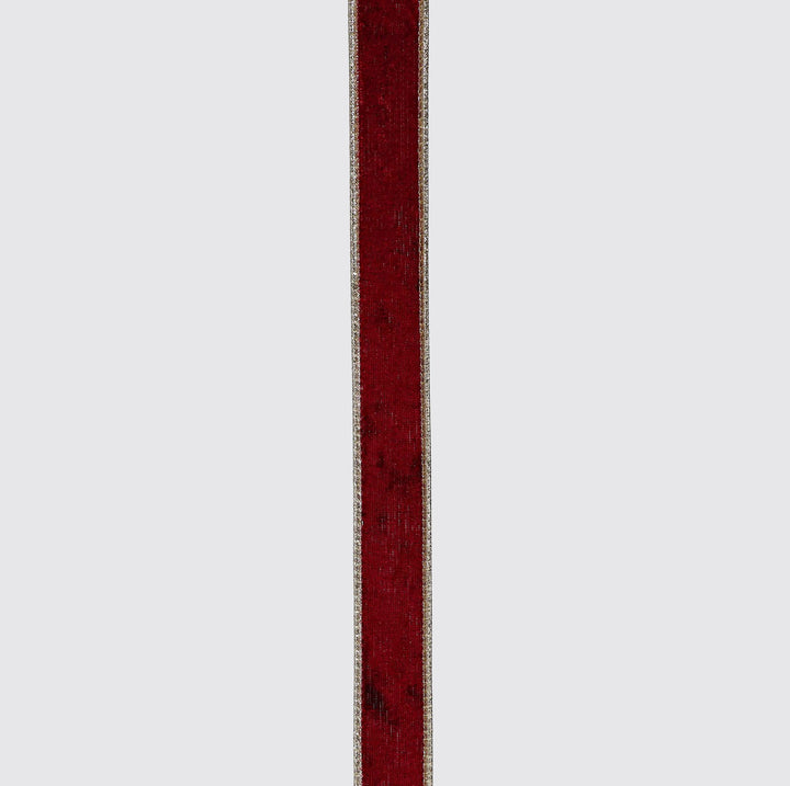 Plush Burgundy Velvet Wired Edge Ribbon - 2.5cm x 5m