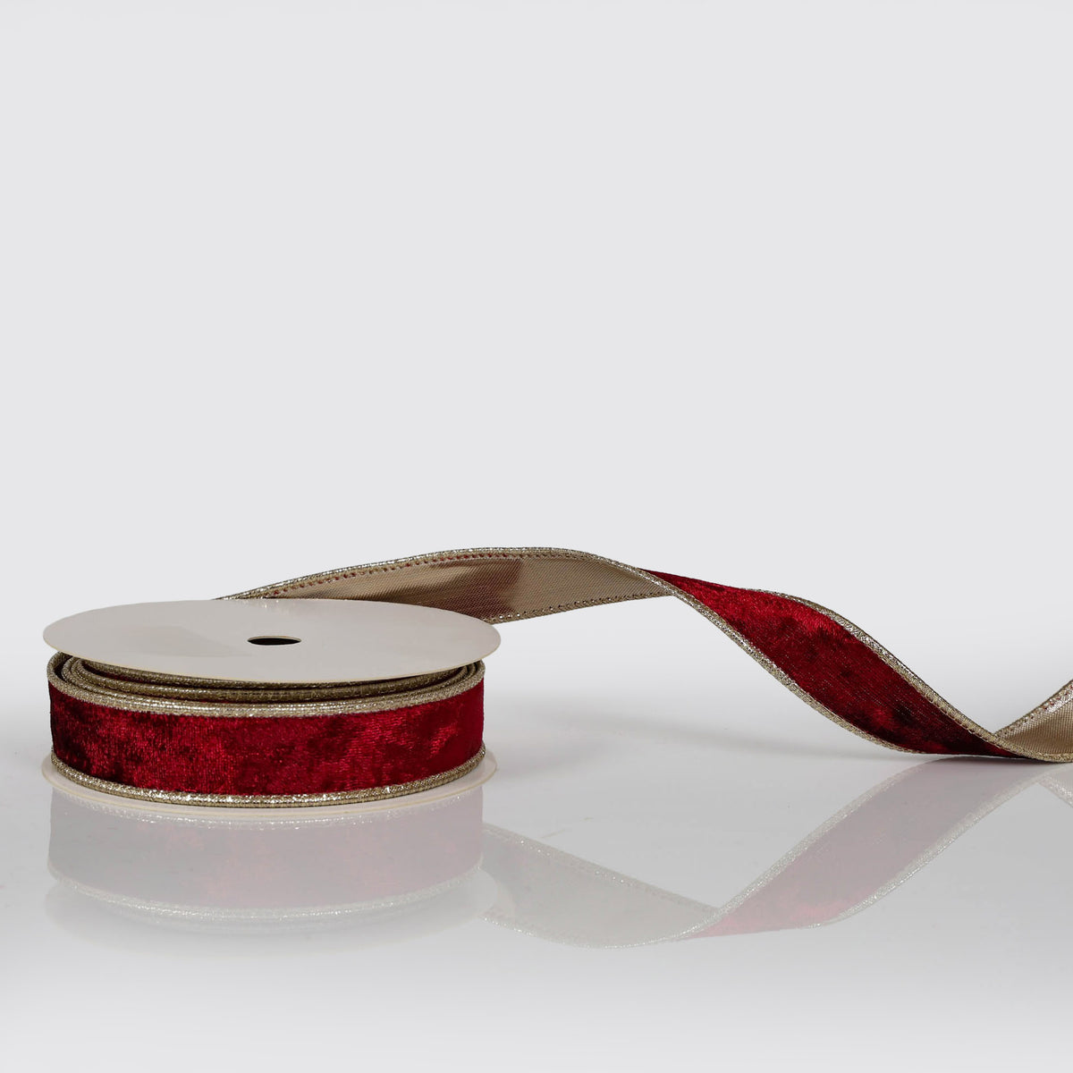 Plush Burgundy Velvet Wired Edge Ribbon - 2.5cm x 5m
