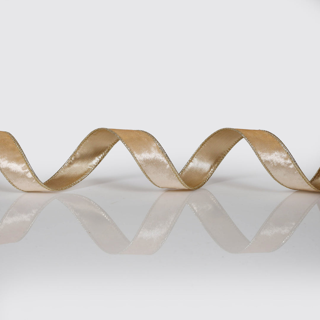 Plush Champagne Velvet Wired Edge Ribbon - 2.5cm x 5m