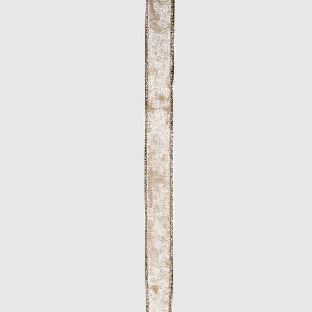 Plush Champagne Velvet Wired Edge Ribbon - 2.5cm x 5m