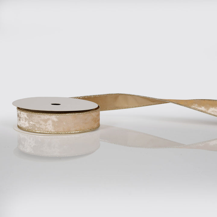 Plush Champagne Velvet Wired Edge Ribbon - 2.5cm x 5m