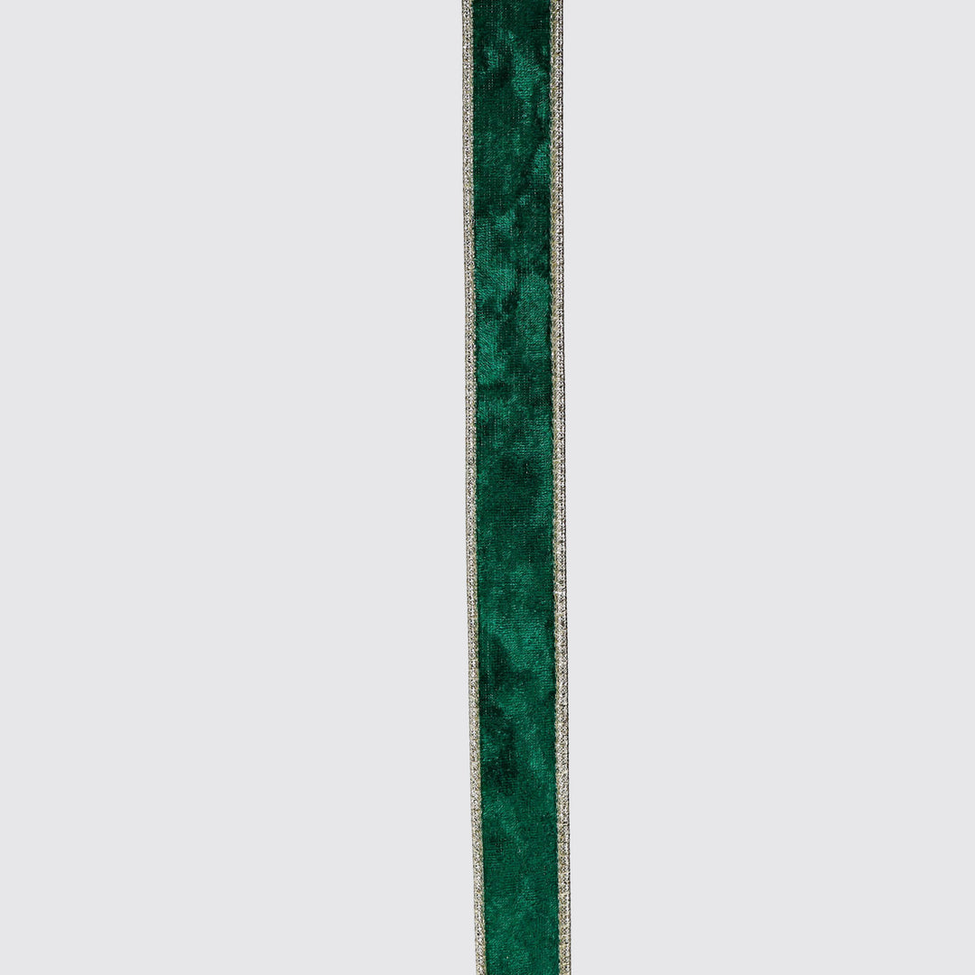 Plush Emerald Velvet Wired Edge Ribbon - 2.5cm x 5m