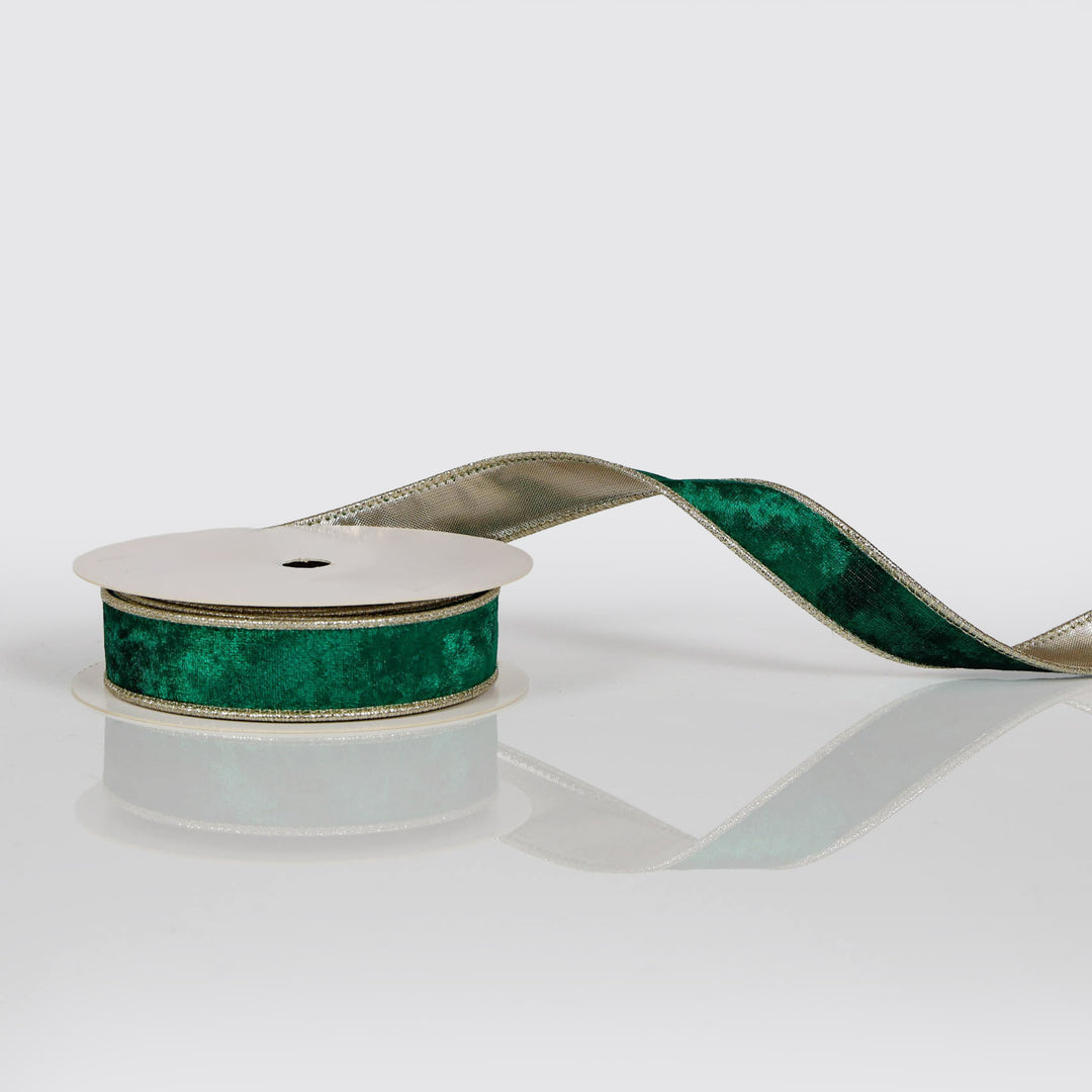 Plush Emerald Velvet Wired Edge Ribbon - 2.5cm x 5m