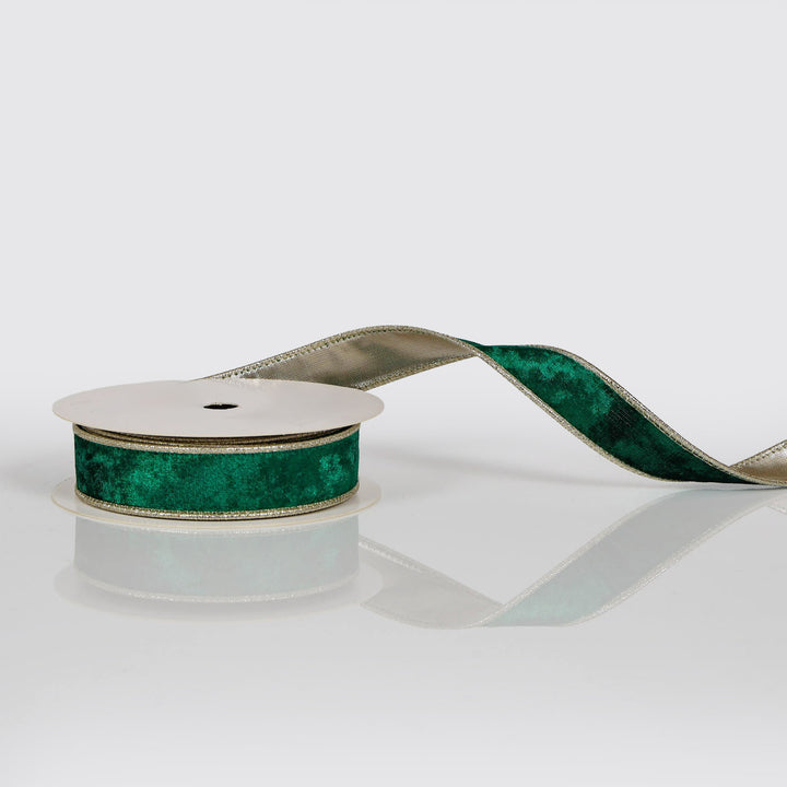 Plush Emerald Velvet Wired Edge Ribbon - 2.5cm x 5m
