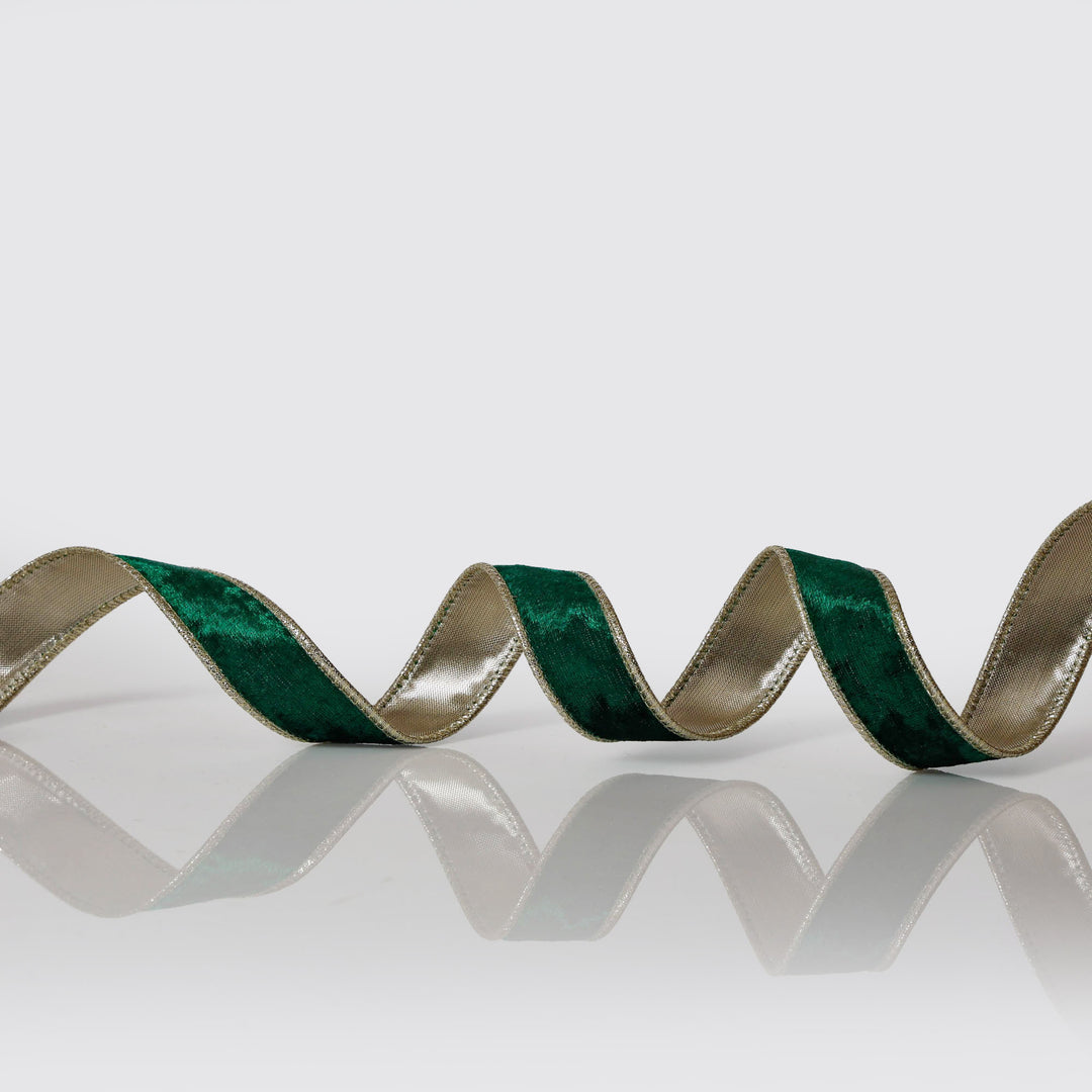 Plush Emerald Velvet Wired Edge Ribbon - 2.5cm x 5m