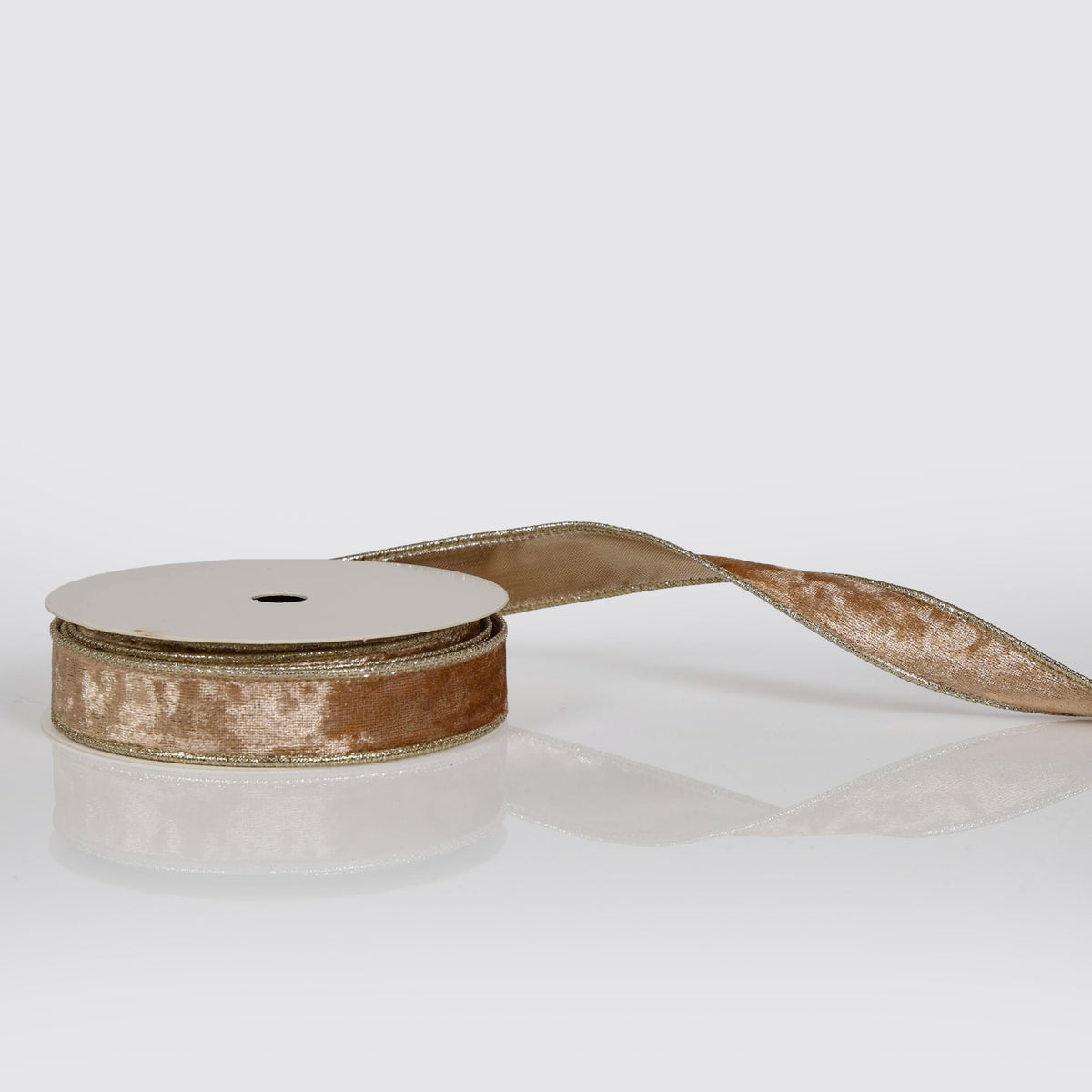 Plush Gold Velvet Wired Edge Ribbon - 2.5cm x 5m