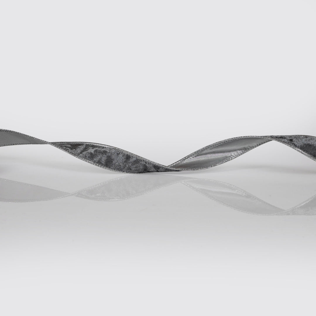 Plush Silver Velvet Wired Edge Ribbon - 2.5cm