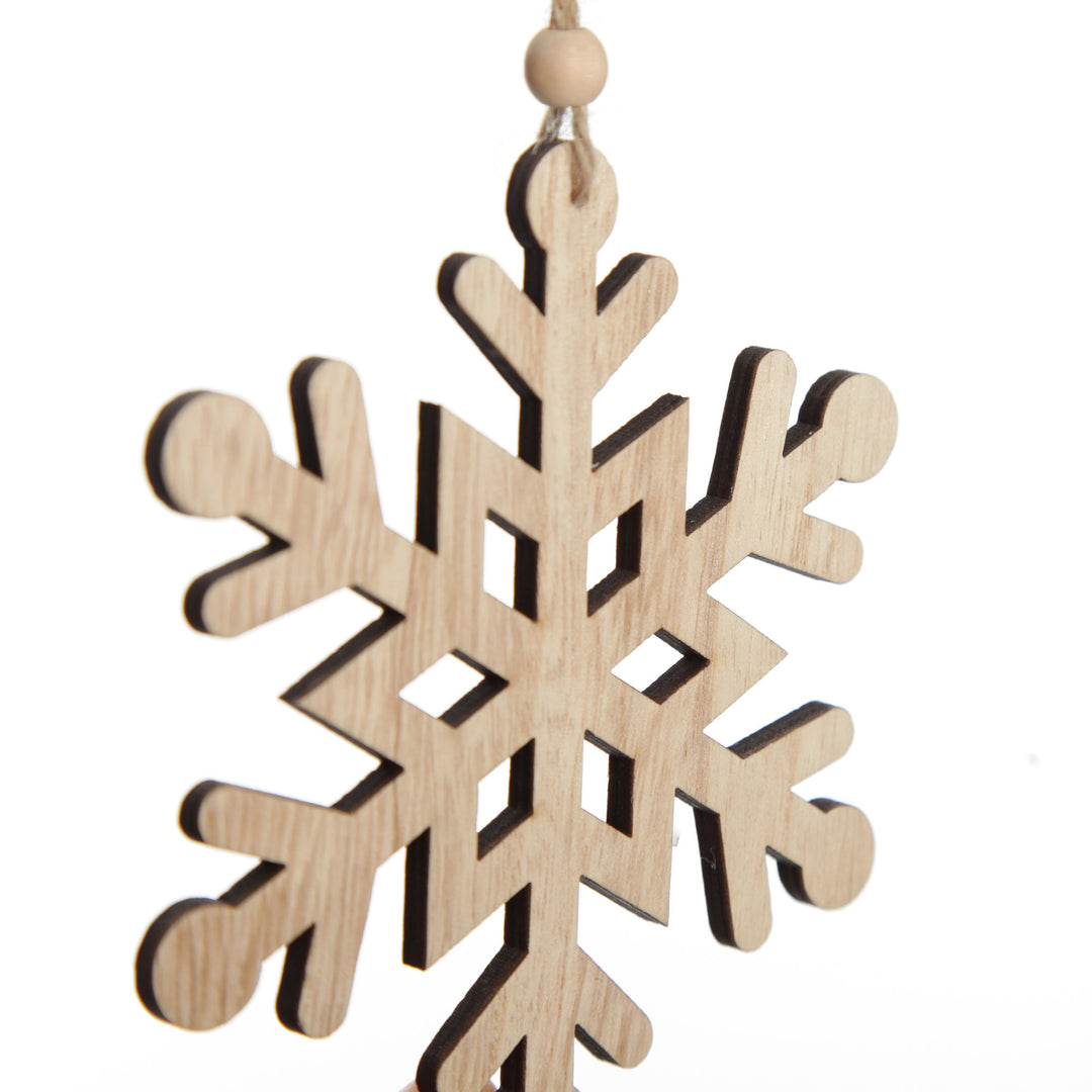 Plywood Snowflake Tree Decorations - Set of 2 