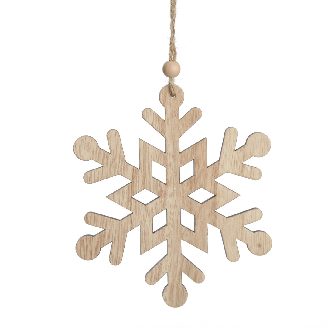 Plywood Snowflake Tree Decorations - Set of 2 