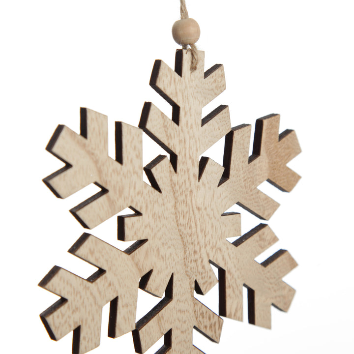 Plywood Snowflake Tree Decorations - Set of 2 