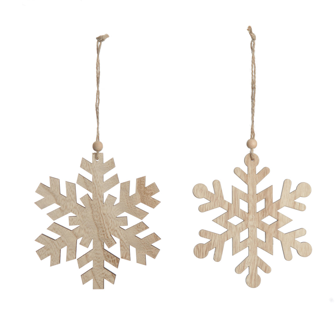 Plywood Snowflake Tree Decorations - Set of 2 