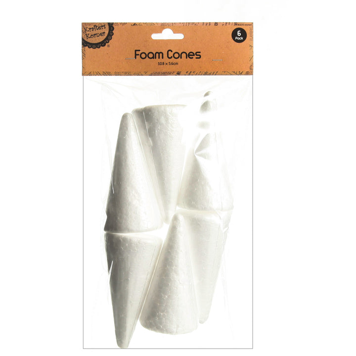 Polystyrene Foam DIY Craft Cone - Set of 6