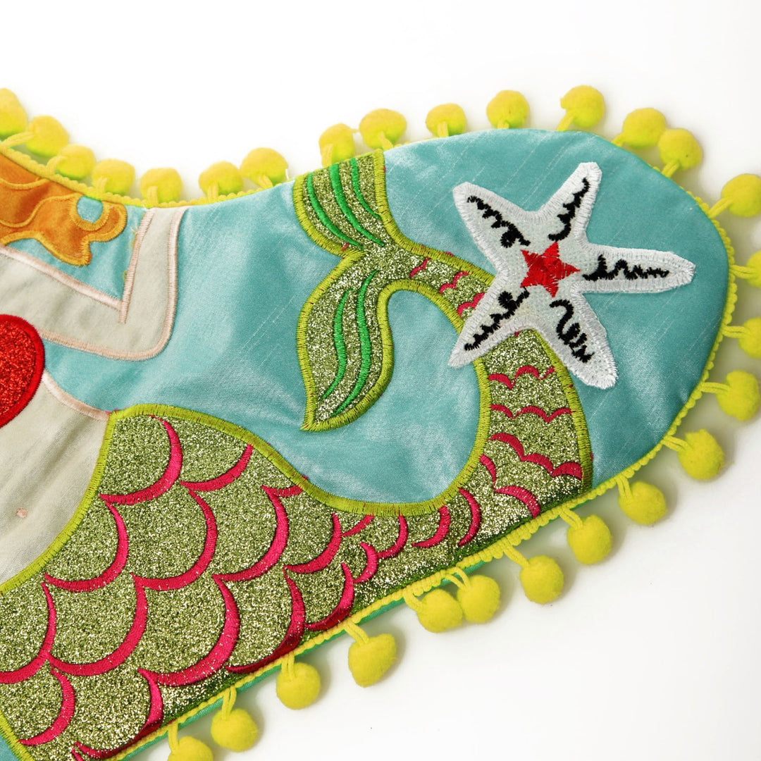 Personalised Pom Pom Mermaid Christmas Stocking - Detail