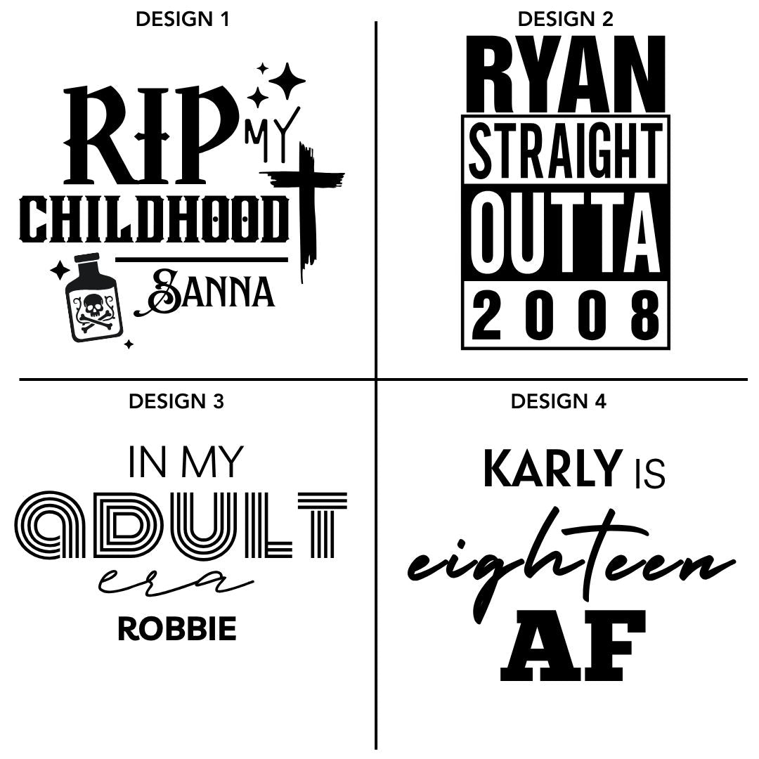Personalised 18th Milestone Birthday Wine Glass – Pop Culture Design Laser Etched