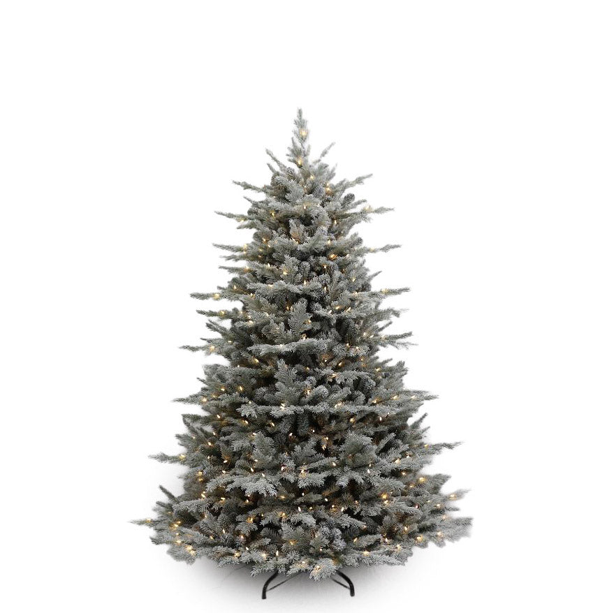 Pre-Lit Flocked Alaska Pine Christmas Tree - 210cm