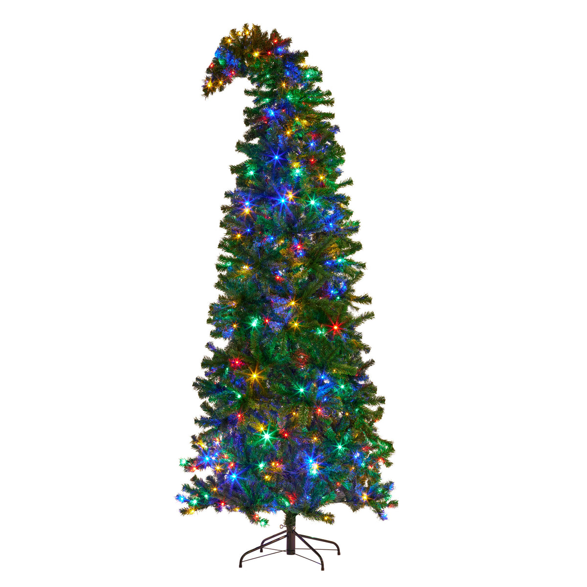 Pre-Lit LED Bad Santa Bent Top Christmas Tree 229cm