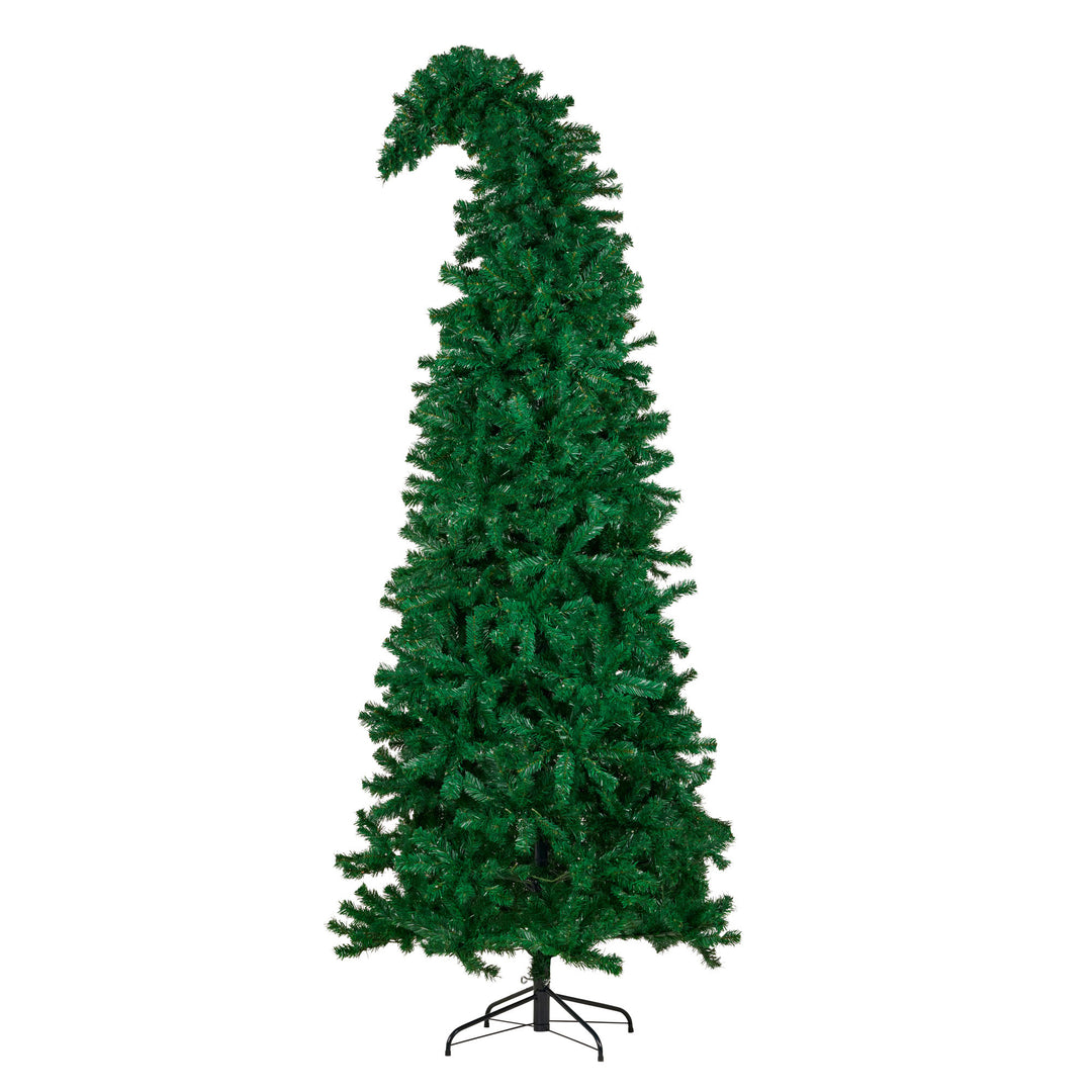 Pre-Lit LED Bad Santa Bent Top Christmas Tree 229cm