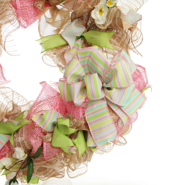 Pretty and Pink Blessed Easter Wreath Detail